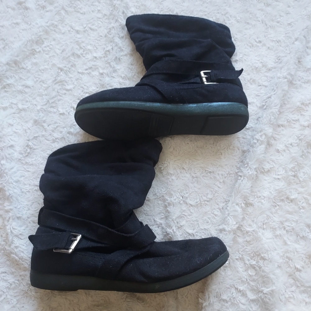 Rampage Cresting Black Faux Suede Ankle Booties 6.5 Slip On Comfy Casual